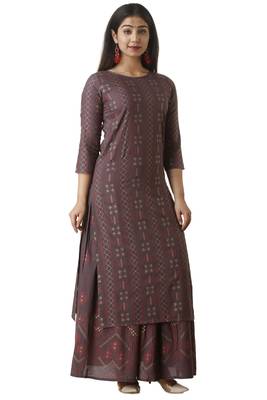 Brown block print cotton salwar 4