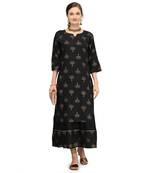 Women's Black Rayon Printed Readymade Kurti
