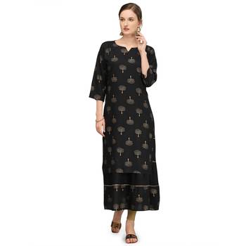 Women's Black Rayon Printed Readymade Kurti 3