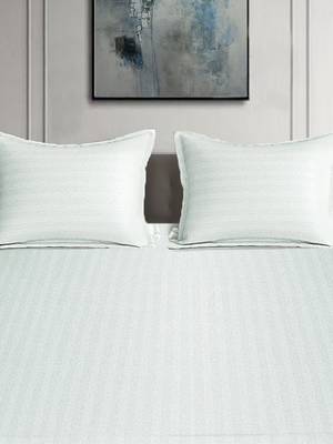Striped Cotton Satin King Size Bedsheet with Two Pillow Cover 100% Primium Cotton (Color : White, Size : 100"X108") 4