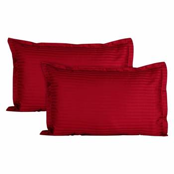 Striped Cotton Satin King Size Bedsheet with Two Pillow Cover 100% Primium Cotton (Color : Maroon, Size : 100"X108") 2