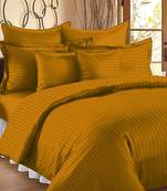 Striped Cotton Satin King Size Bedsheet with Two Pillow Cover 100% Primium Cotton (Color : Gold, Size : 100"X108")