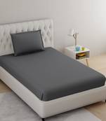 Pure Cotton Satin Striped Single Bedsheet With 300 TC Grey Color With 1 Pillow Cover (60 X 90 Inch)