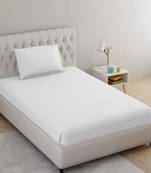 Pure Cotton Satin Striped Single Bedsheet With 300 TC White Color With 1 Pillow Cover (60 X 90 Inch)