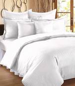Striped Cotton Satin King Size Bedsheet with Two Pillow Cover 100% Primium Cotton (Color : White, Size : 100"X108")