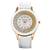 Elaine Collection Women'S Diamond Studded White Leather Watch