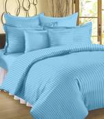 Striped Cotton King Size Bedsheet with Two Pillow Cover 100% Primium Cotton (Color : Light Blue, Size : 100"X108")
