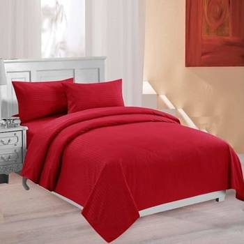Striped Cotton Satin King Size Bedsheet with Two Pillow Cover 100% Primium Cotton (Color : Maroon, Size : 100"X108") 3
