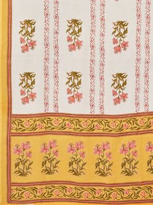 Women's Floral Print & sequience work Straight Cotton Yellow Kurta With Pant & dupatta 7