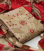 Beige embroidered cotton salwar