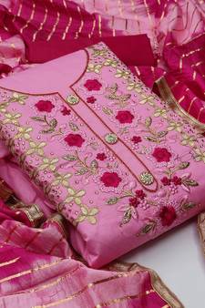 Pink Embroidered Cotton Salwar