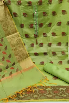 Parrot-Green Woven Banarasi Salwar
