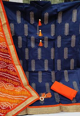 Navy-blue embroidered cotton salwar 2