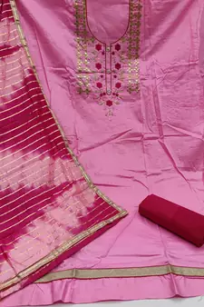 Pink Embroidered Cotton Salwar