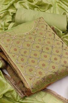 Light-olive stone jacquard salwar