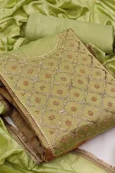 Light-olive stone jacquard salwar