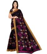 BLACK printed bhagalpuri cotton   saree   with blouse