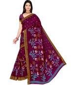 PURPLE printed bhagalpuri cotton   saree   with blouse