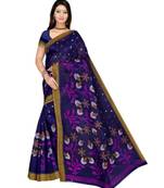 BLUE printed bhagalpuri cotton   saree   with blouse