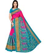 PINK printed bhagalpuri cotton   saree   with blouse