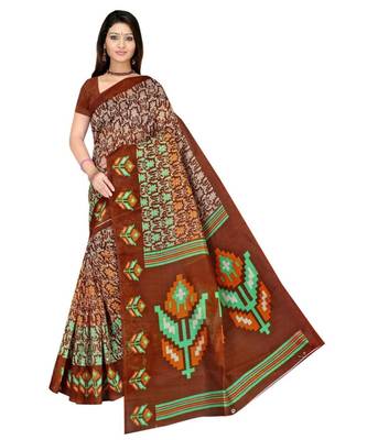 MULTICOLOR printed bhagalpuri cotton   saree   with blouse 1