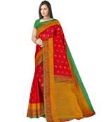 RED printed bhagalpuri cotton   saree   with blouse