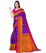 VIOLET printed bhagalpuri cotton   saree   with blouse