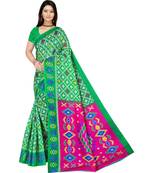 Green printed bhagalpuri cotton   saree   with blouse