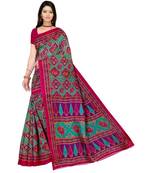 MULTICOLOR printed bhagalpuri cotton   saree   with blouse