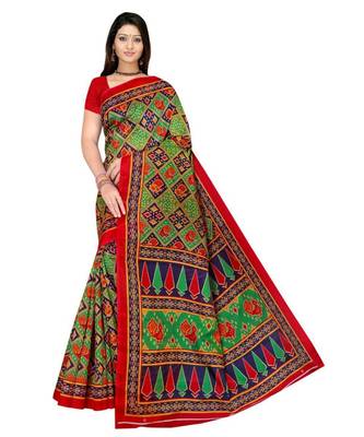 MULTICOLOR printed bhagalpuri cotton   saree   with blouse 1