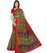 MULTICOLOR printed bhagalpuri cotton   saree   with blouse