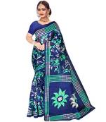 BLUE printed bhagalpuri cotton   saree   with blouse