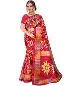 RED printed bhagalpuri cotton   saree   with blouse