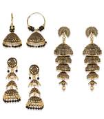Gold Plated Designer Jhumka Combo Earring for Women And Girls-Onesize-Gold