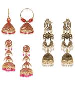 Gold Plated Designer Jhumka Combo Earring for Women And Girls-Onesize-Gold