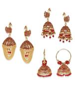 Gold Plated Designer Jhumka Combo Earring for Women And Girls-Onesize-Gold