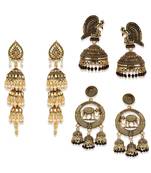 Gold Plated Designer Jhumka Combo Earring for Women And Girls-Onesize-Gold