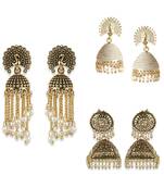 Gold Plated Designer Jhumka Combo Earring for Women And Girls-Onesize-Gold