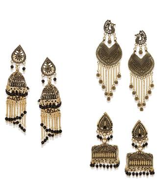 Gold Plated Designer Jhumka Combo Earring for Women And Girls-Onesize-Gold 1