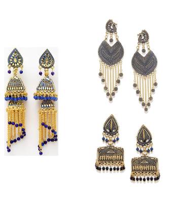 Gold Plated Designer Jhumka Combo Earring for Women And Girls-Onesize-Gold 1