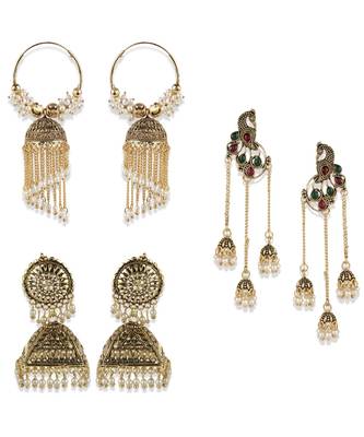 Gold Plated Designer Jhumka Combo Earring for Women And Girls-Onesize-Gold 1