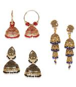 Gold Plated Designer Jhumka Combo Earring for Women And Girls-Onesize-Gold