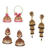 Gold Plated Designer Jhumka Combo Earring for Women And Girls-Onesize-Gold