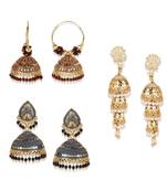Gold Plated Designer Jhumka Combo Earring for Women And Girls-Onesize-Gold
