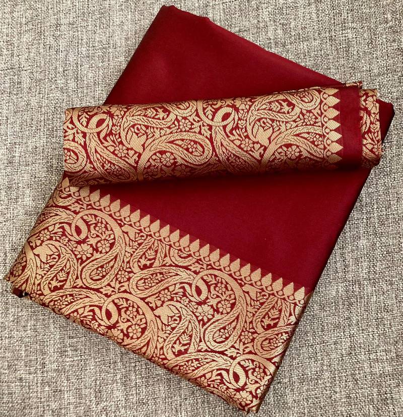 Wine Kanjivaram Soft Litchi Silk Saree With Blouse Piece