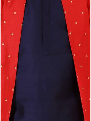 Blue embroidered cotton silk boys-kurta-pyjama 5
