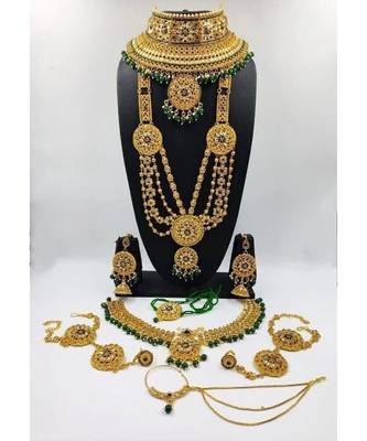  Green  Traditional Goldplated Bridal Set 1