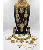  Green  Traditional Goldplated Bridal Set