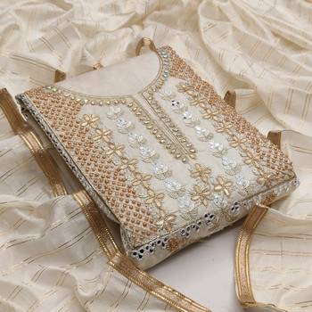 Beige hand embroidery chanderi salwar 1