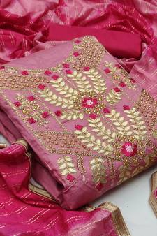 Pink hand embroidery cotton salwar